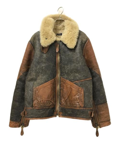POLO RALPH LAUREN（ポロ・ラルフローレン）POLO RALPH LAUREN (ポロ・ラルフローレン) SHEARLING BOMBER JACKET ブラウン サイズ:Lの古着・服飾アイテム