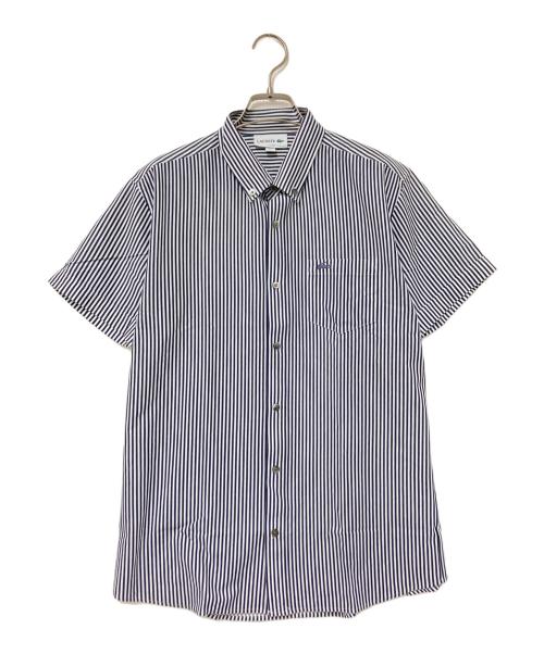LACOSTE（ラコステ）LACOSTE (ラコステ) 半袖ストライプシャツシャツ ネイビー サイズ:Mの古着・服飾アイテム