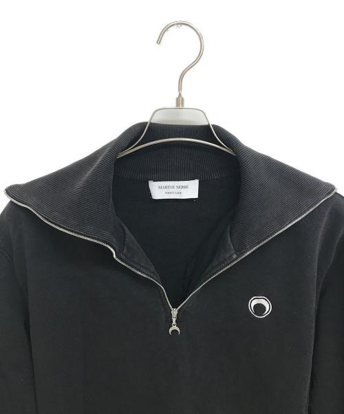 MARINE SERRE WHITE LINE（マリーンセル ホワイトライン）MARINE SERRE WHITE LINE (マリーンセル ホワイトライン) ハーフジップスウェット ブラック サイズ:Mの古着・服飾アイテム