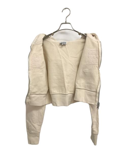 MARITHE+FRANCOIS GIRBAUD（マリテフランソワジルボー）MARITHE+FRANCOIS GIRBAUD (マリテフランソワジルボー) CLASSIC LOGO CROP HOODIE ZIPU.P ホワイト サイズ:Sの古着・服飾アイテム