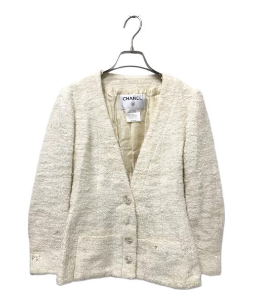 CHANEL（シャネル）CHANEL (シャネル) ノーカラージャケット アイボリー サイズ:36の古着・服飾アイテム