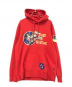 AVIREXアヴィレックス）の古着「プリントプルオーバーパーカー」｜レッド