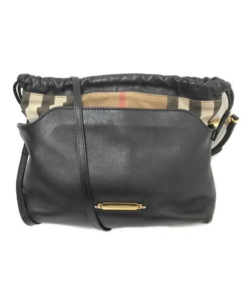 BURBERRY（バーバリー）BURBERRY (バーバリー) ノヴァチェック巾着ショルダーバッグ ブラック サイズ:下記参照の古着・服飾アイテム