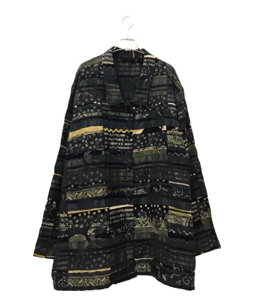maggie Barnes（マギー・バーンズ）maggie Barnes (マギー・バーンズ) Mulch Weave pattern Design jacket ブラック サイズ:5Xの古着・服飾アイテム