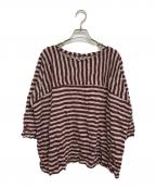 me ISSEY MIYAKEミーイッセイ ミヤケ）の古着「ストライプボーダーカットソー」｜レッド