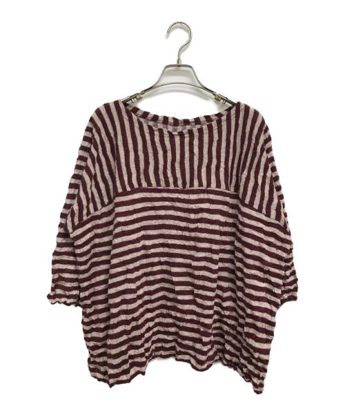 me ISSEY MIYAKE（ミーイッセイ ミヤケ）me ISSEY MIYAKE (ミーイッセイ ミヤケ) ストライプボーダーカットソー レッド サイズ:表記無しの古着・服飾アイテム