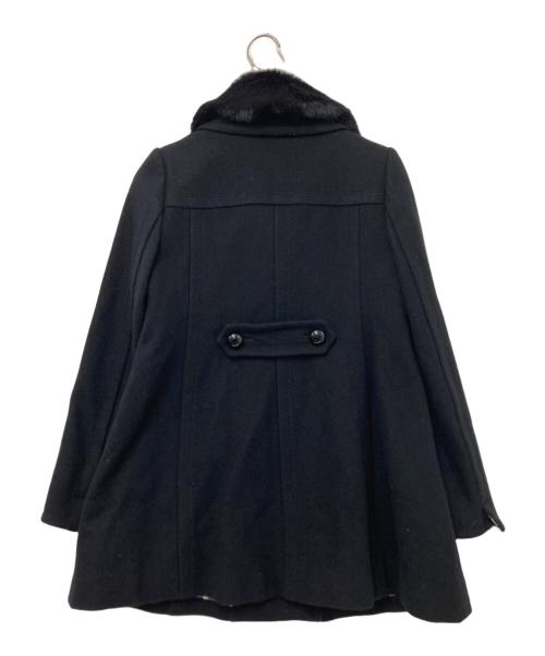 BURBERRY BLUE LABEL（バーバリーロンドンブルーレーベル）BURBERRY BLUE LABEL (バーバリーロンドンブルーレーベル) ラビットファー付ウールコート ブラック サイズ:36の古着・服飾アイテム