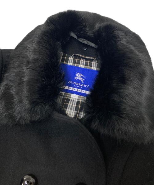 BURBERRY BLUE LABEL（バーバリーロンドンブルーレーベル）BURBERRY BLUE LABEL (バーバリーロンドンブルーレーベル) ラビットファー付ウールコート ブラック サイズ:36の古着・服飾アイテム