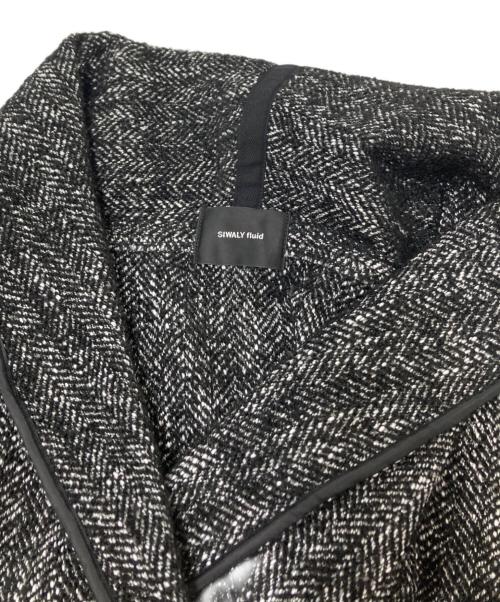 SIWALY fluid（シワリーフルイド）SIWALY fluid (シワリーフルイド) ツィードガウンジャケット ホワイト×ブラック サイズ:Fの古着・服飾アイテム