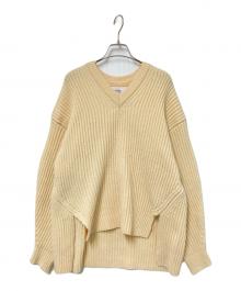 JANE SMITH（ジェーンスミス）の古着「5G RIDGE V-NECK KNIT PULLOVER」｜ベージュ