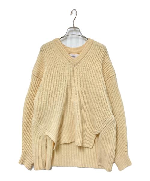 JANE SMITH（ジェーンスミス）JANE SMITH (ジェーンスミス) 5G RIDGE V-NECK KNIT PULLOVER ベージュ サイズ:38の古着・服飾アイテム