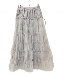 emmi atelier（エミアトリエ）の古着「シャーリングチュールスカート」｜グレー