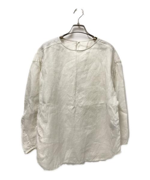 FRAMeWORK（フレームワーク）FRAMeWORK (フレームワーク) フレンチリネンクルーネックプルオーバー ホワイト サイズ:下記参照の古着・服飾アイテム