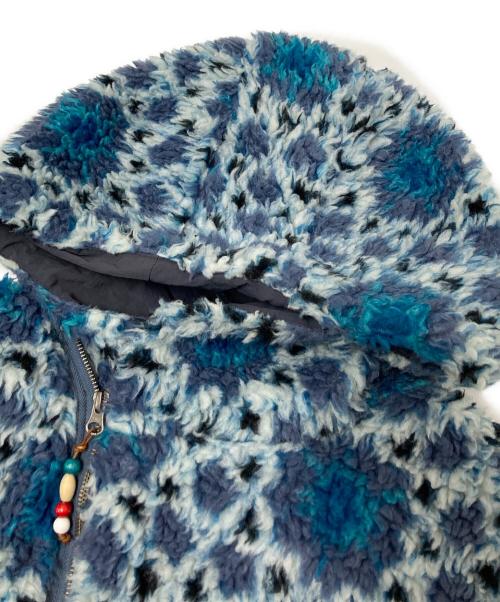 anima（アニマ）anima (アニマ) grn (ジーアールエヌ) フーデッドフリースジャケット ブルー×ホワイト サイズ:Fの古着・服飾アイテム