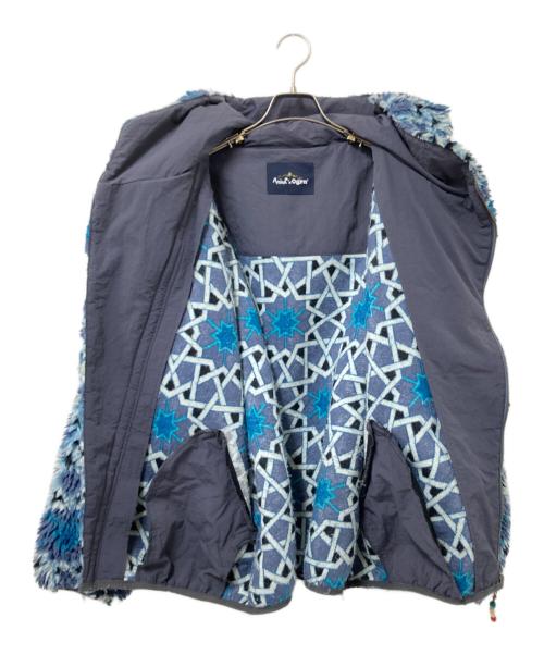 anima（アニマ）anima (アニマ) grn (ジーアールエヌ) フーデッドフリースジャケット ブルー×ホワイト サイズ:Fの古着・服飾アイテム