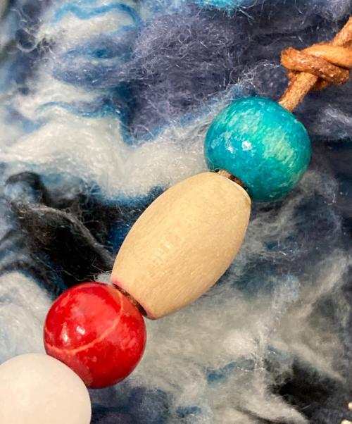 anima（アニマ）anima (アニマ) grn (ジーアールエヌ) フーデッドフリースジャケット ブルー×ホワイト サイズ:Fの古着・服飾アイテム