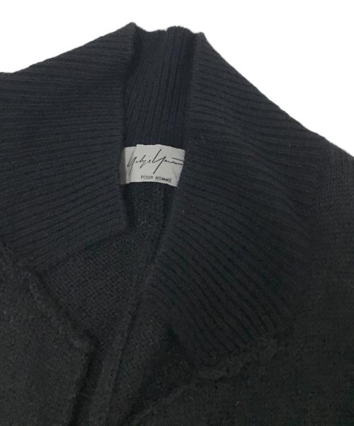 Yohji Yamamoto pour homme（ヨウジヤマモト プールオム）Yohji Yamamoto pour homme (ヨウジヤマモト プールオム) ニットデザインウールコート ブラック サイズ:3の古着・服飾アイテム