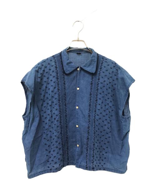 45R（フォーティファイブ・アール）45R (フォーティファイブ・アール) 藍インドカディdeステッチ馬ブラウス インディゴ サイズ:下記参照の古着・服飾アイテム