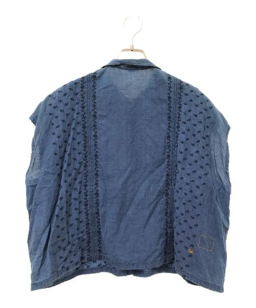 45R（フォーティファイブ・アール）45R (フォーティファイブ・アール) 藍インドカディdeステッチ馬ブラウス インディゴ サイズ:下記参照の古着・服飾アイテム