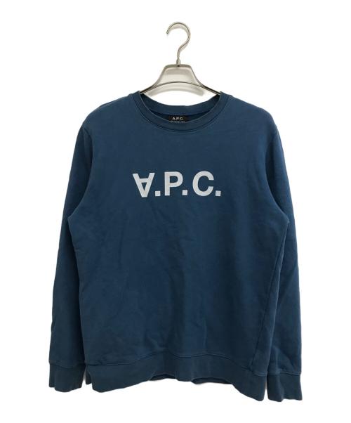 A.P.C.（アーペーセー）A.P.C. (アーペーセー) ロゴスウェット ブルー サイズ:Lの古着・服飾アイテム
