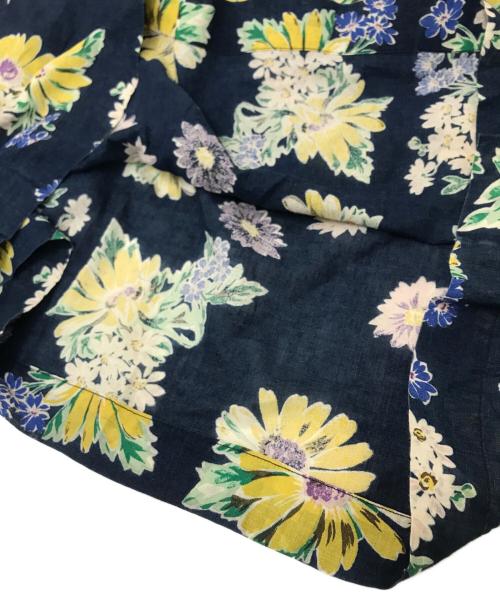 45R（フォーティファイブ・アール）45R (フォーティファイブ・アール) フラワープリントワンピース ネイビーの古着・服飾アイテム