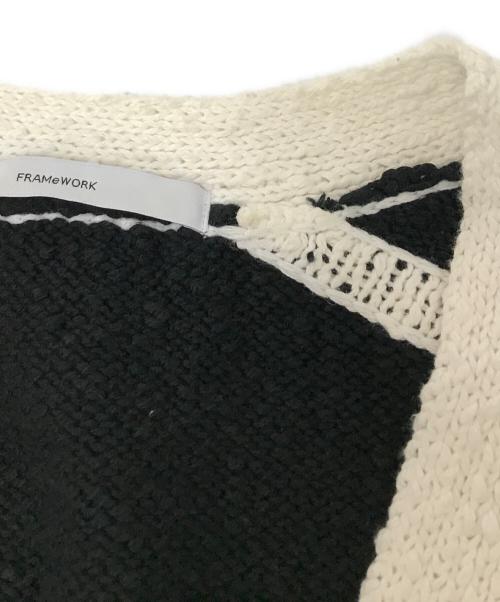 FRAMeWORK（フレームワーク）FRAMeWORK (フレームワーク) クロップドニットジャケット ブラック×ホワイト サイズ:下記参照の古着・服飾アイテム