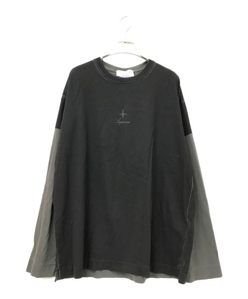 SUPREME（シュプリーム）SUPREME (シュプリーム) STONE ISLAND (ストーンアイランド) ロングスリーブカットソー ブラック×グレー サイズ:Mの古着・服飾アイテム