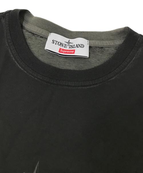 SUPREME（シュプリーム）SUPREME (シュプリーム) STONE ISLAND (ストーンアイランド) ロングスリーブカットソー ブラック×グレー サイズ:Mの古着・服飾アイテム