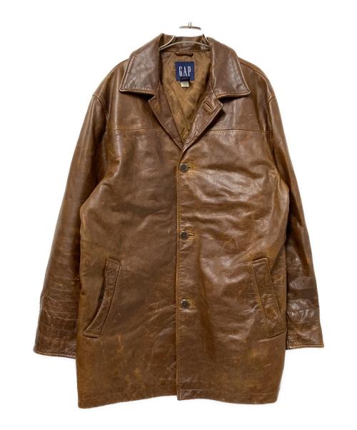 GAP（ギャップ）GAP (ギャップ) レザーカーコート ブラウン サイズ:Lの古着・服飾アイテム