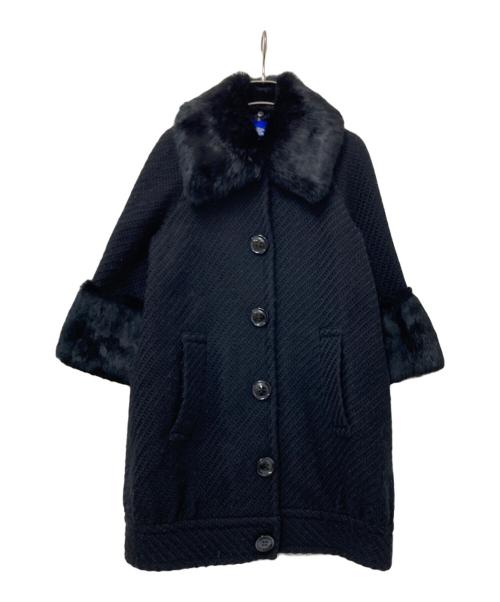 BURBERRY BLUE LABEL（バーバリー ブルー レーベル）BURBERRY BLUE LABEL (バーバリーロンドンブルーレーベル) ファー付ウールコート ブラック サイズ:38の古着・服飾アイテム