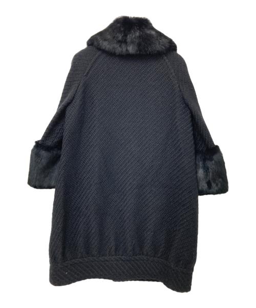 BURBERRY BLUE LABEL（バーバリー ブルー レーベル）BURBERRY BLUE LABEL (バーバリーロンドンブルーレーベル) ファー付ウールコート ブラック サイズ:38の古着・服飾アイテム