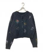 Ameriアメリ）の古着「FLOWER EMBROIDERY CARDIGAN」｜ブラック