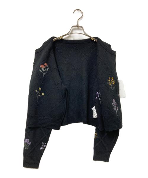 Ameri（アメリ）Ameri (アメリ) FLOWER EMBROIDERY CARDIGAN ブラック サイズ:Mの古着・服飾アイテム