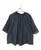 TOMORROW LAND collectionトゥモローランドコレクション）の古着「コットンシルク ワイドスリーブブラウス」｜ネイビー
