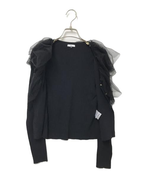 Sov.（ソブ）Sov. (ソブ) フリルチュールニットカーディガン ブラック サイズ:36の古着・服飾アイテム