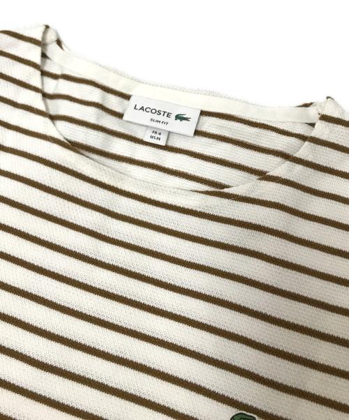 LACOSTE（ラコステ）LACOSTE (ラコステ) ボーダーカットソー ブラウン×ホワイト サイズ:Mの古着・服飾アイテム