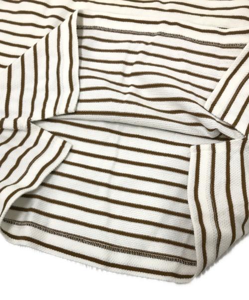 LACOSTE（ラコステ）LACOSTE (ラコステ) ボーダーカットソー ブラウン×ホワイト サイズ:Mの古着・服飾アイテム