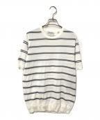 TOMORROW LANDトゥモローランド）の古着「ロープボーダー ニットTシャツ」｜ホワイト×ネイビー