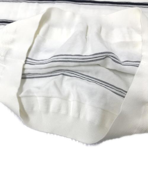 TOMORROW LAND（トゥモローランド）TOMORROW LAND (トゥモローランド) ロープボーダー ニットTシャツ ホワイト×ネイビー サイズ:XSの古着・服飾アイテム