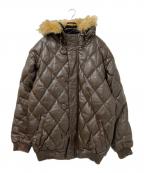 KRHYME DENIMクライムデニム）の古着「キルティングレザーダウンジャケット」｜ブラウン