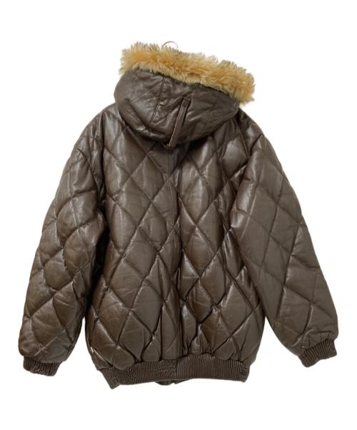 KRHYME DENIM（クライムデニム）KRHYME DENIM (クライムデニム) キルティングレザーダウンジャケット ブラウン サイズ:4XLの古着・服飾アイテム