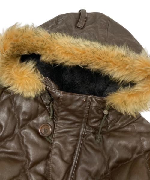 KRHYME DENIM（クライムデニム）KRHYME DENIM (クライムデニム) キルティングレザーダウンジャケット ブラウン サイズ:4XLの古着・服飾アイテム