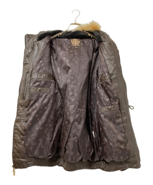 KRHYME DENIM（クライムデニム）KRHYME DENIM (クライムデニム) キルティングレザーダウンジャケット ブラウン サイズ:4XLの古着・服飾アイテム