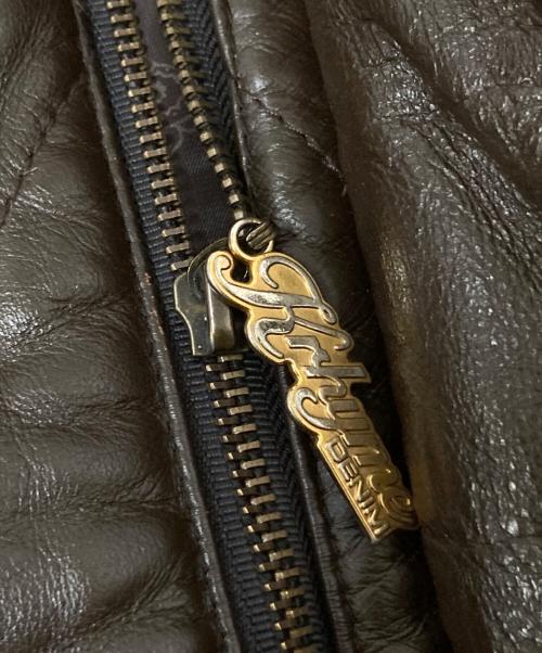 KRHYME DENIM（クライムデニム）KRHYME DENIM (クライムデニム) キルティングレザーダウンジャケット ブラウン サイズ:4XLの古着・服飾アイテム
