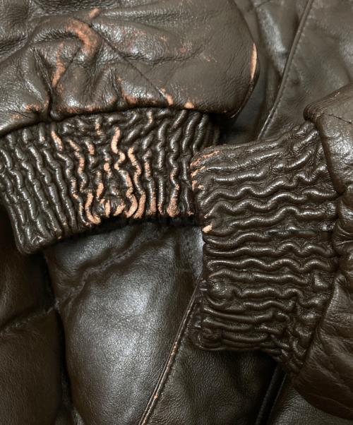 KRHYME DENIM（クライムデニム）KRHYME DENIM (クライムデニム) キルティングレザーダウンジャケット ブラウン サイズ:4XLの古着・服飾アイテム