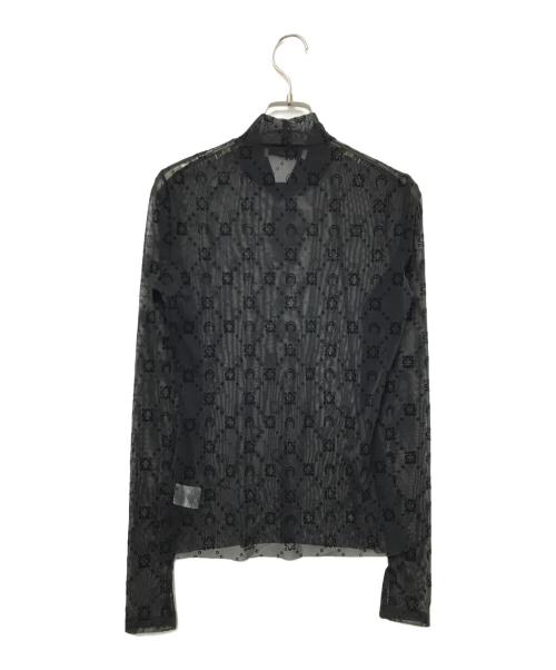 MARINE SERRE（マリーンセル）MARINE SERRE (マリーンセル) モノグラムフロックメッシュトップ ブラック サイズ:Lの古着・服飾アイテム