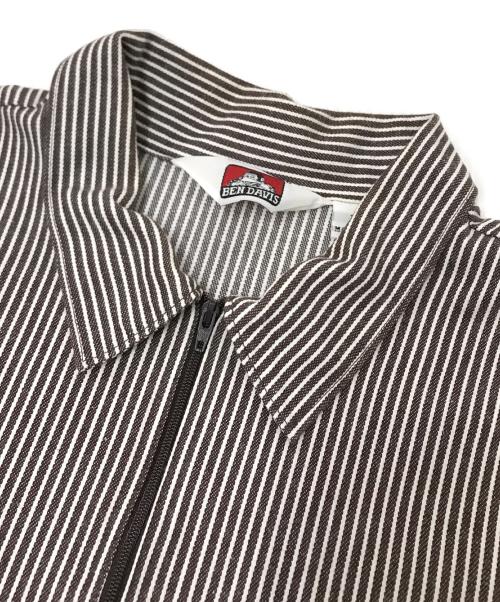 BEN DAVIS（ベンデイビス）BEN DAVIS (ベンデイビス) ハーフジップショートスリーブシャツ ブラウン×ホワイト サイズ:XLの古着・服飾アイテム
