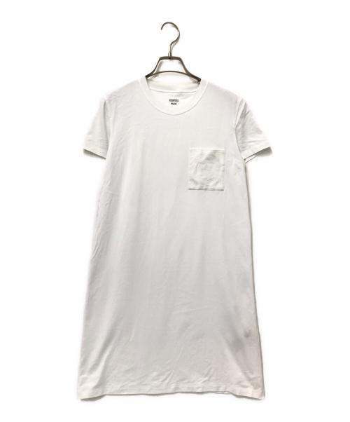 HERMES（エルメス）HERMES (エルメス) Hロゴ刺繍半袖ワンピース ホワイト サイズ:38の古着・服飾アイテム
