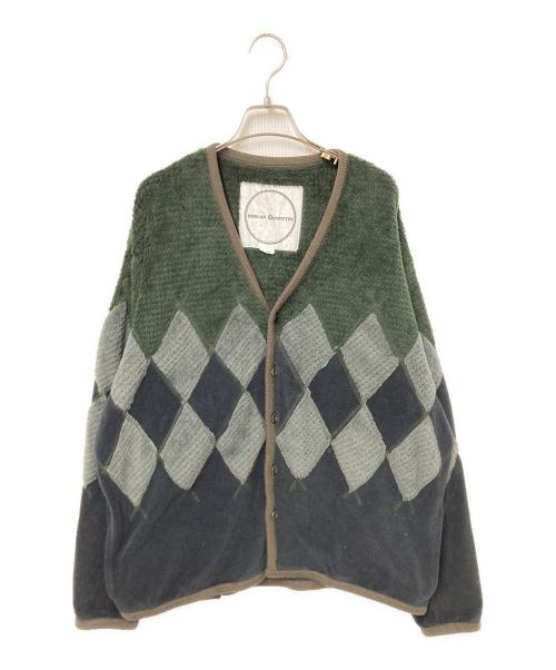 BURLAP OUTFITTER（バーラップアウトフィッター）BURLAP OUTFITTER (バーラップアウトフィッター) フリースカーディガン グレー×グリーン サイズ:Lの古着・服飾アイテム