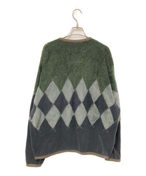 BURLAP OUTFITTER（バーラップアウトフィッター）BURLAP OUTFITTER (バーラップアウトフィッター) フリースカーディガン グレー×グリーン サイズ:Lの古着・服飾アイテム